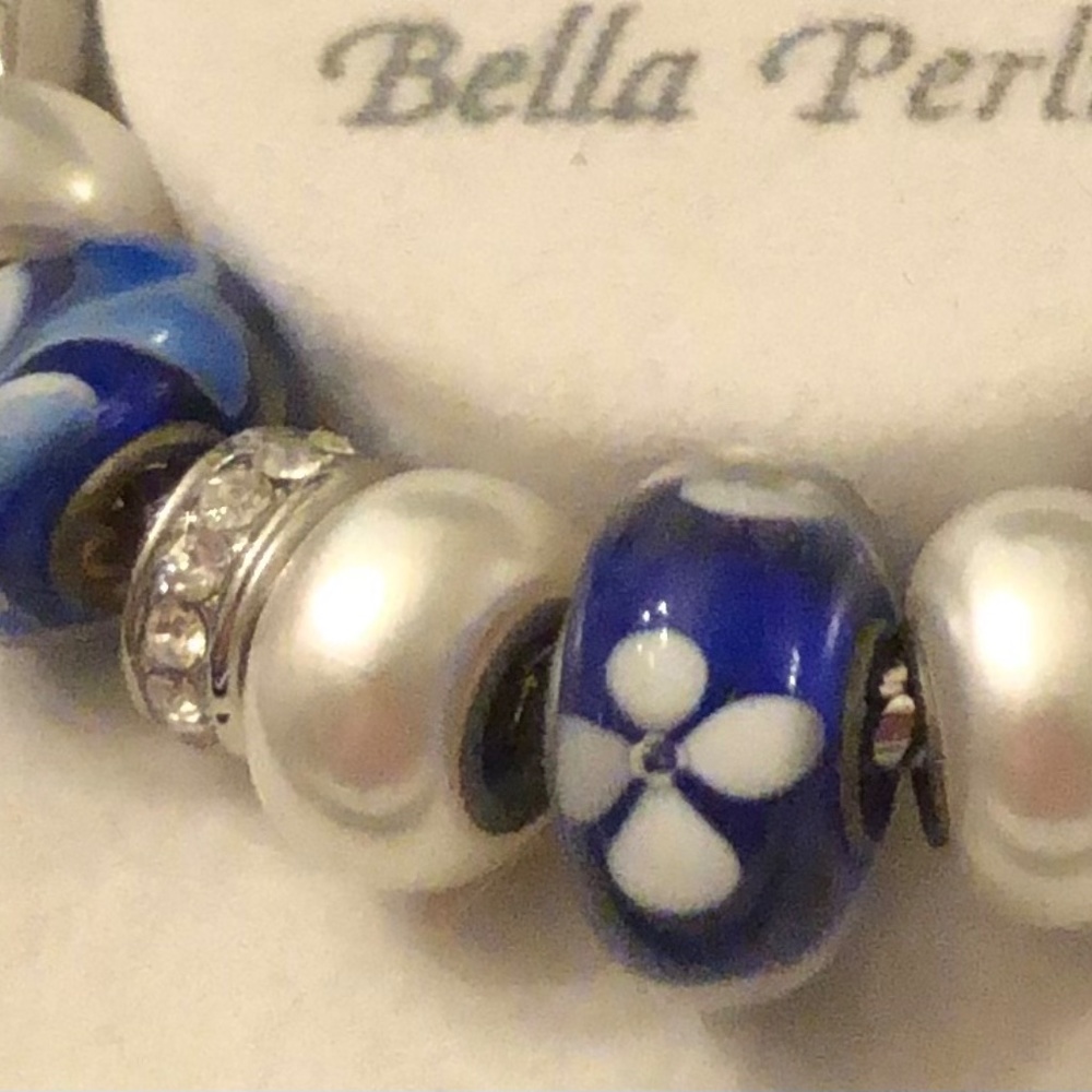 Bella Perlina Silver Art Glass SlCharm Bracelet Blue Bella Pelina - Picture 3 of 16